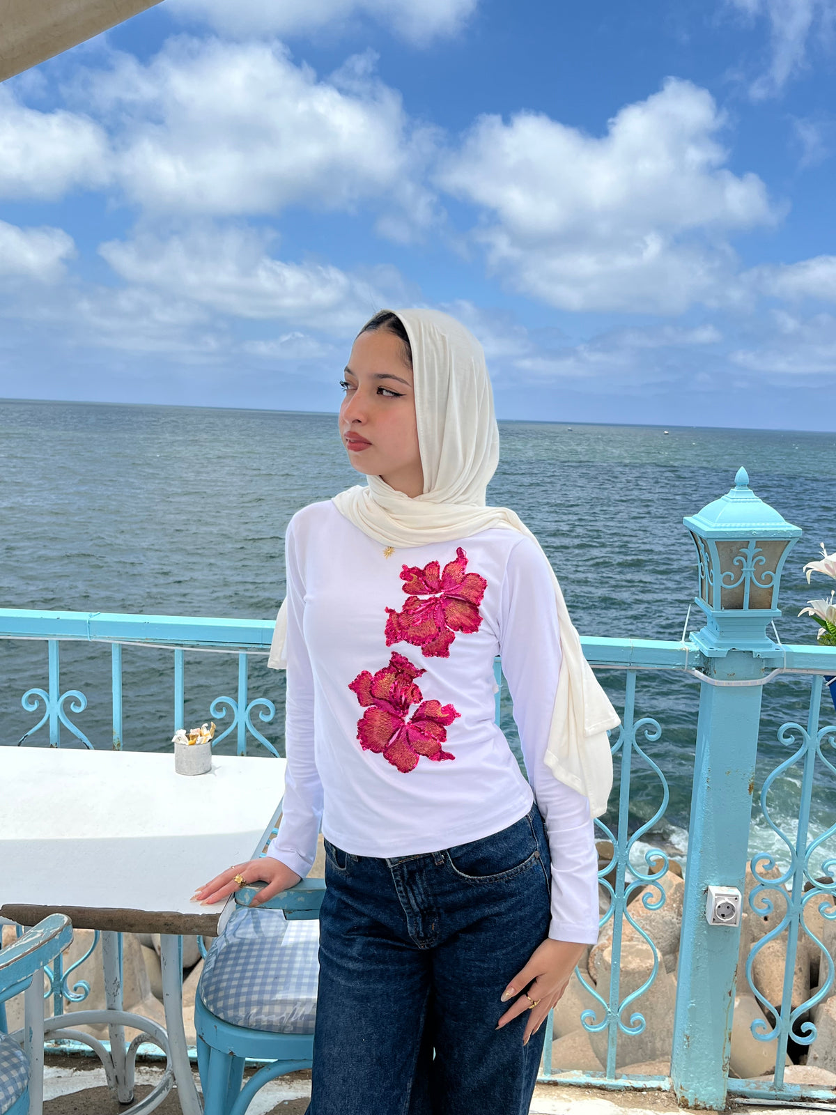 Longsleeves hot Pink Lilies Top