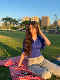 Shortsleeves snatched blue top