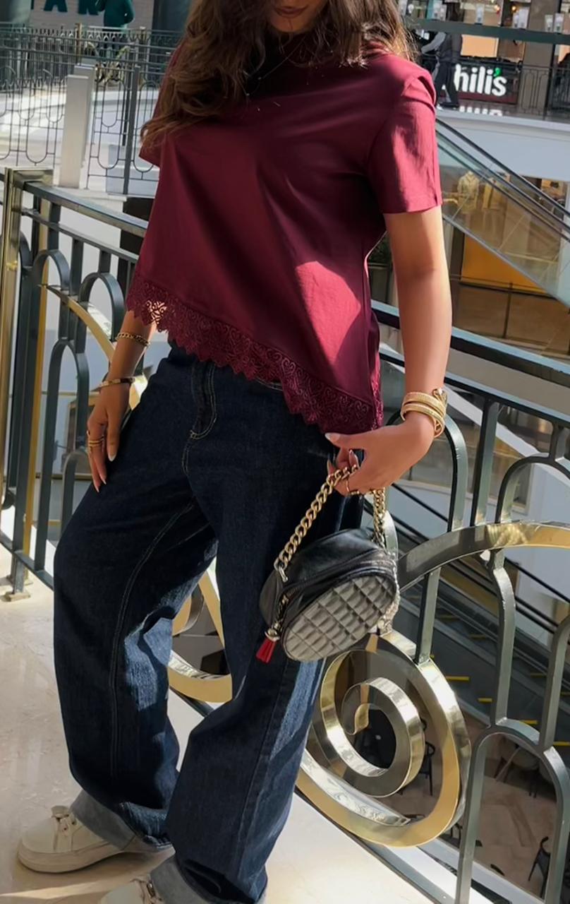 Cherry lace tee