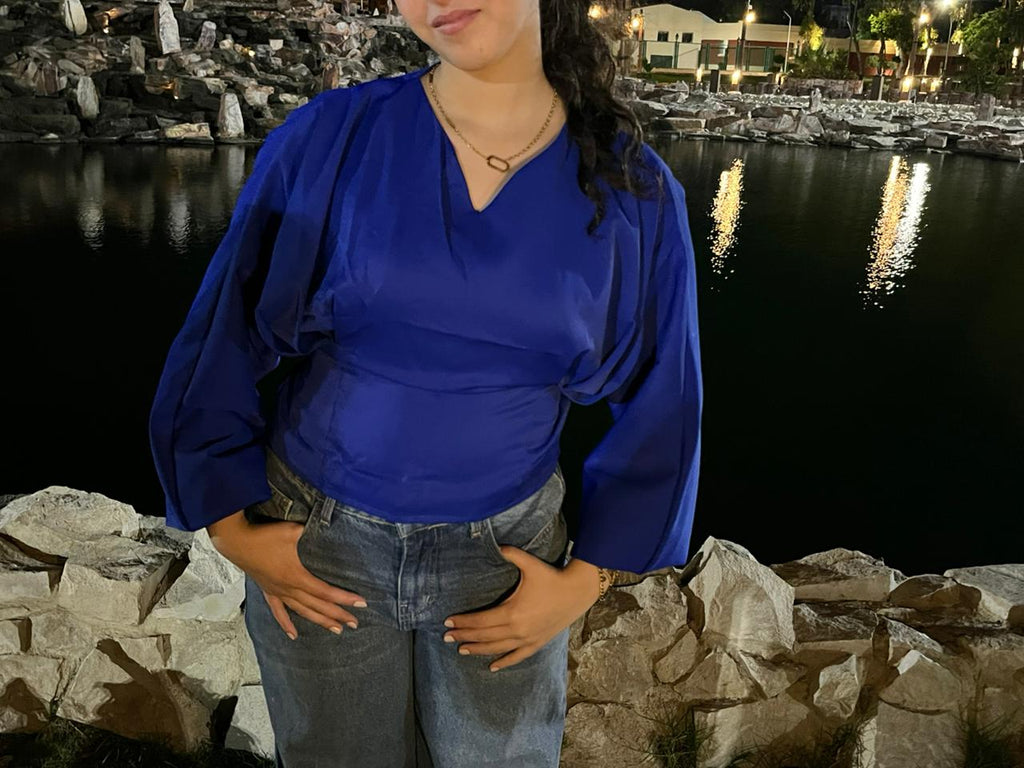 blue snatched top